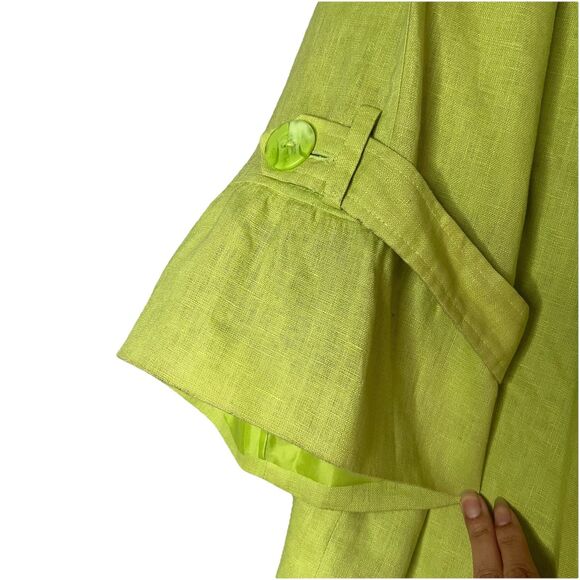 SANDRO Sportswear Double Breasted Linen Swing Jacket Green Plus Size 1X Coastal - Picture 4 of 6